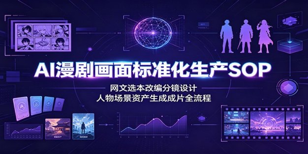 AI漫剧画面标准化生产SOP：网文选本改编分镜设计，人物场景资产生成成片全流程