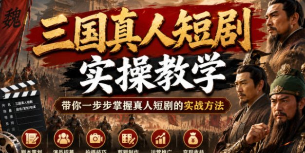 三国真人短剧实操教学，带你一步步掌握真人短剧的实战方法