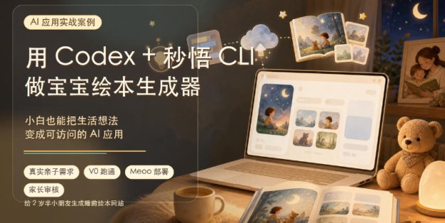 AI应用实战案例，用Codex+秒悟CLl做宝宝绘本生成器，小白也能把生活想法变成可访问的AI应用
