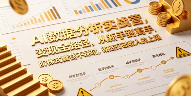 AI数据分析实战营，变现全路径，从新手到高手，阶梯式賺钱不踩坑，彻底打破收入的上限