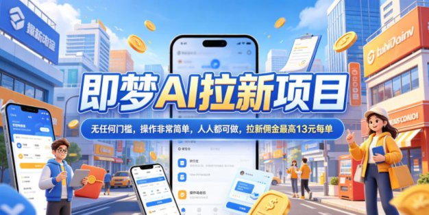 2026年即梦AI拉新项目最新玩法，无任何门槛，操作非常简单，人人都可做，拉新佣金最高13米每单(更新6月30日)