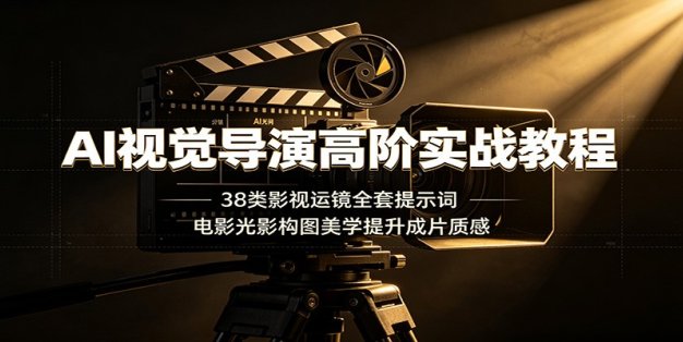AI视觉导演高阶实战教程：38类影视运镜全套提示词，电影光影构图美学提升成片质感