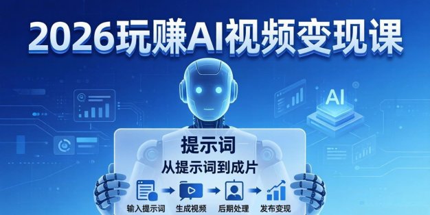 2026玩赚AI视频变现课：掌握 AI 视频全流程技能，从提示词到成片高效产出