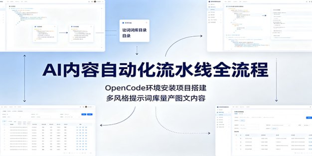 AI内容自动化流水线全流程：OpenCode环境安装项目搭建，多风格提示词库量产图文内容