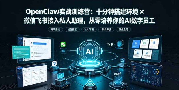 OpenClaw实战特训营：十分钟搭建环境×微信飞书接入私人助理，从零培养你的AI数字员工