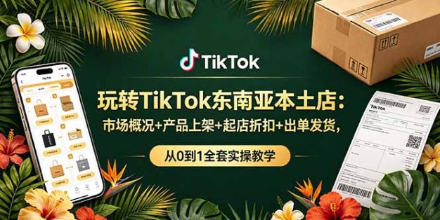 玩转TikTok东南亚本土店：市场概况+产品上架+起店折扣+出单发货，从0到1全套实操教学