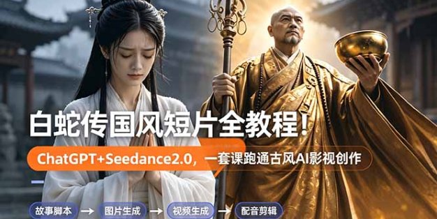 白蛇传-国风短片全教程！ChatGPT+Seedance2.0，一套课跑通古风AI影视创作