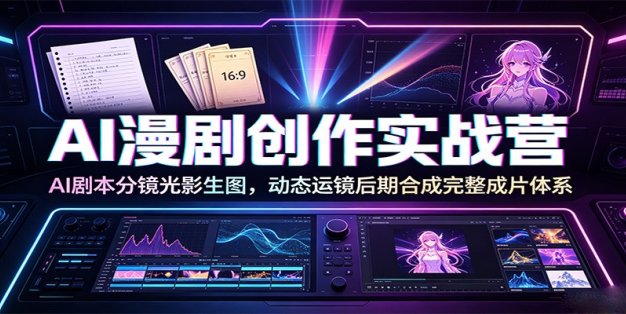 AI漫剧创作实战营：AI剧本分镜光影生图，动态运镜后期合成完整成片体系