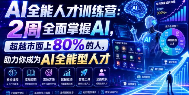 AI全能人才训练营：2周全面掌握AI，超越市面上80%的人，助力你成为AI全能型人才