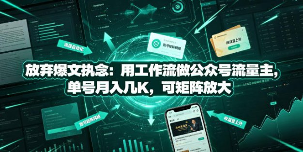 放弃爆文执念：用工作流做公众号流量主，单号月入几K，可矩阵放大