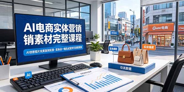 AI电商实体营销素材完整课程，AI创意短片完美复刻实景，实体店一键生成宣传引流短视频