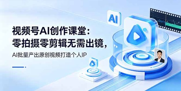 视频号AI创作课堂：零拍摄零剪辑无需出镜，AI批量产出原创视频打造个人IP