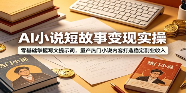 AI小说短故事变现实操：零基础掌握写文提示词，量产热门小说内容打造稳定副业收入