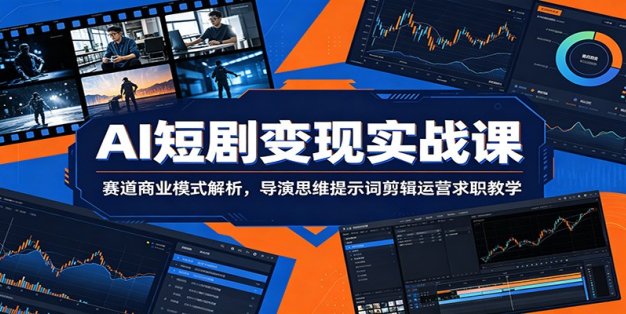AI短剧变现实战课：赛道商业模式解析，导演思维提示词剪辑运营求职教学