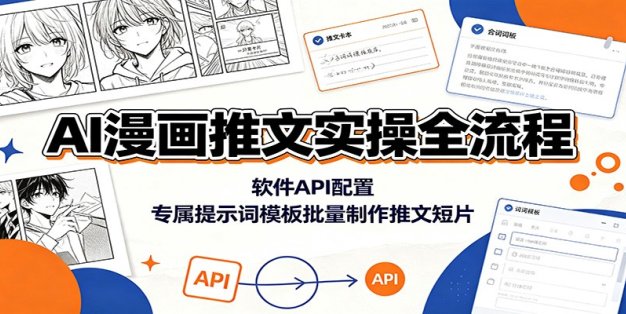 AI漫画推文实操全流程：软件API配置，专属提示词模板批量制作推文短片