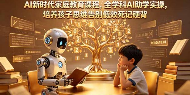 AI新时代家庭教育课程，全学科AI助学实操，培养孩子思维告别低效死记硬背