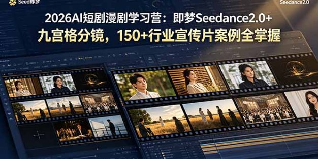 2026AI短剧漫剧学习营：即梦Seedance2.0+九宫格分镜，150+行业宣传片案例全掌握