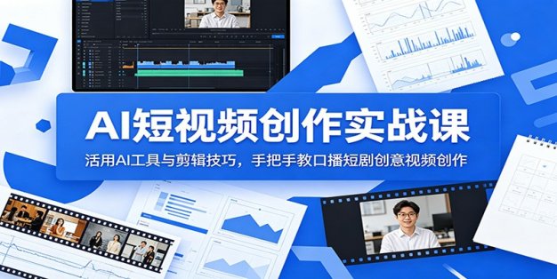AI短视频创作实战课：活用AI工具与剪辑技巧，手把手教口播短剧创意视频创作