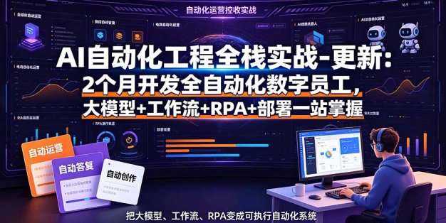 AI自动化工程全栈实战-更新：2个月开发全自动化数字员工，大模型+工作流+RPA+部署一站式掌握