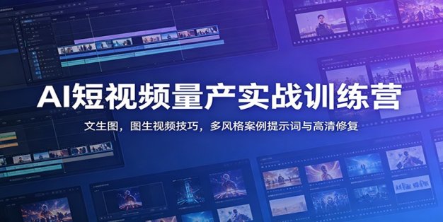 AI短视频量产实战训练营：文生图，图生视频技巧，多风格案例提示词与高清修复