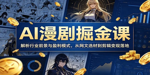 AI漫剧掘金课：解析行业前景与盈利模式，从网文选材到剪辑变现落地
