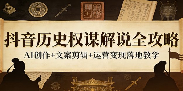 抖音历史权谋解说全攻略：AI创作+文案剪辑+运营变现落地教学