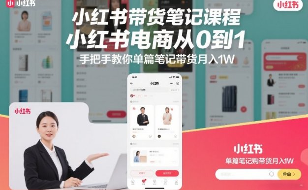 小红书带货笔记课程,小红书电商从0到1,手把手教你单篇笔记带货月入1W