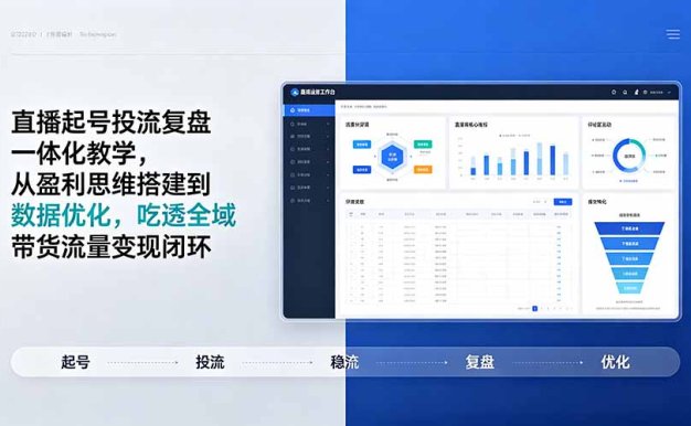 直播起号投流复盘一体化教学,从盈利思维搭建到数据优化,吃透全域带货流量变现闭环