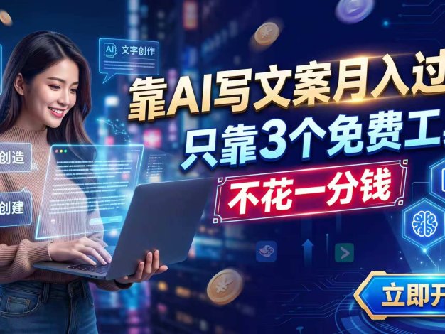 靠AI写文案月入过万,只靠3个免费工具,不花一分钱