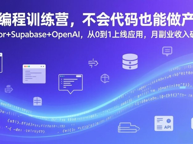AI编程训练营,不会代码也能做产品,Cursor+Supabase+OpenAI,从0到1上线应用,月副业收入破3万