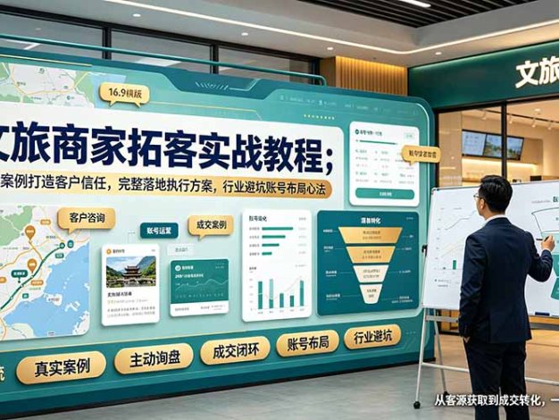 文旅商家拓客实战教程;真实案例打造客户信任,完整落地执行方案,行业避坑账号布局心法