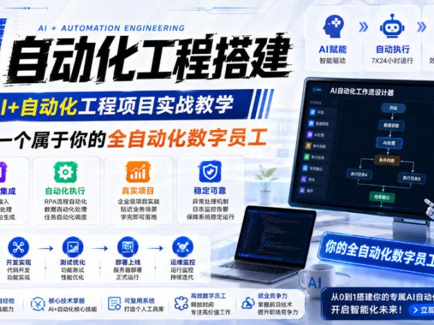 AI自动化工程搭建,全网首个Al+自动化工程项目实战教学,2个月开发一个属于你的全自动化数字员工,从0到1全栈实战(更新0710)