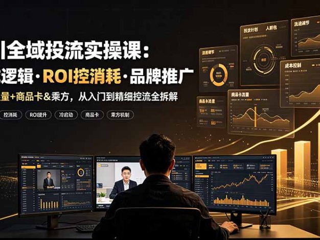 千川全域投流实操课:全域逻辑·ROI控消耗·品牌推广|新号起量+商品卡&乘方,从入门到精细控流全拆解