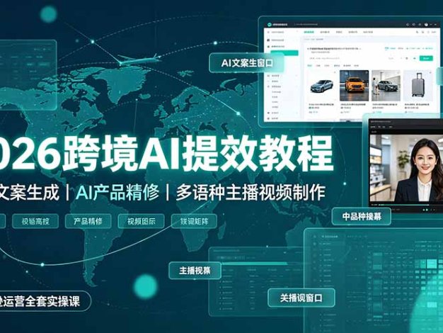 2026跨境AI提效教程·GPT文案生成｜AI产品精修｜多语种主播视频制作，亚马逊运营全套实操课