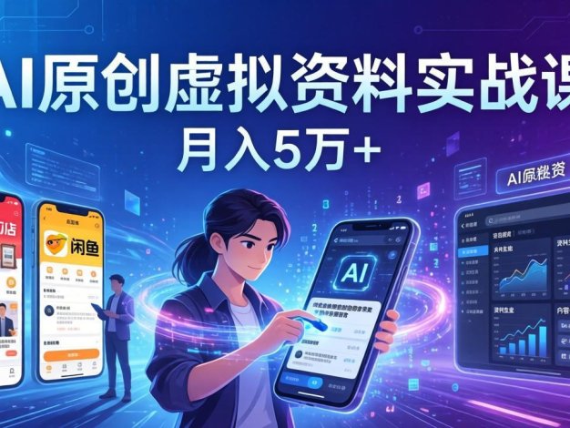 AI原创虚拟资料实战课：2026新机会，小红书闲鱼开店，普通人用AI轻松变现，月入5万+