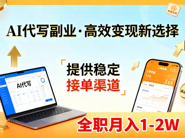 AI代写副业，高效变现，提供渠道，永不失业副业兼职 全职月入1-2W【SOP手册】