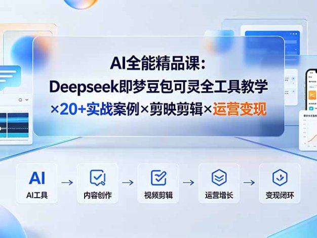 AI全能精品课:Deepseek即梦豆包可灵全工具教学×20+实战案例×剪映剪辑×运营变现